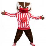 Bucky Badger with mask on